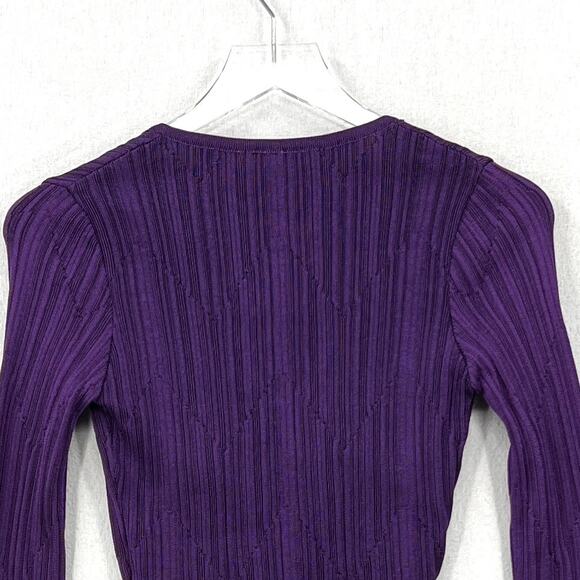 PAOLA BERNARDI Andressa Cropped Cardigan Small Purple Sparkle Knit Long Sleeve - Picture 5 of 12